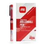 A1 RBM02 Rollerball Pen with Metal Clip 0.5mm Red