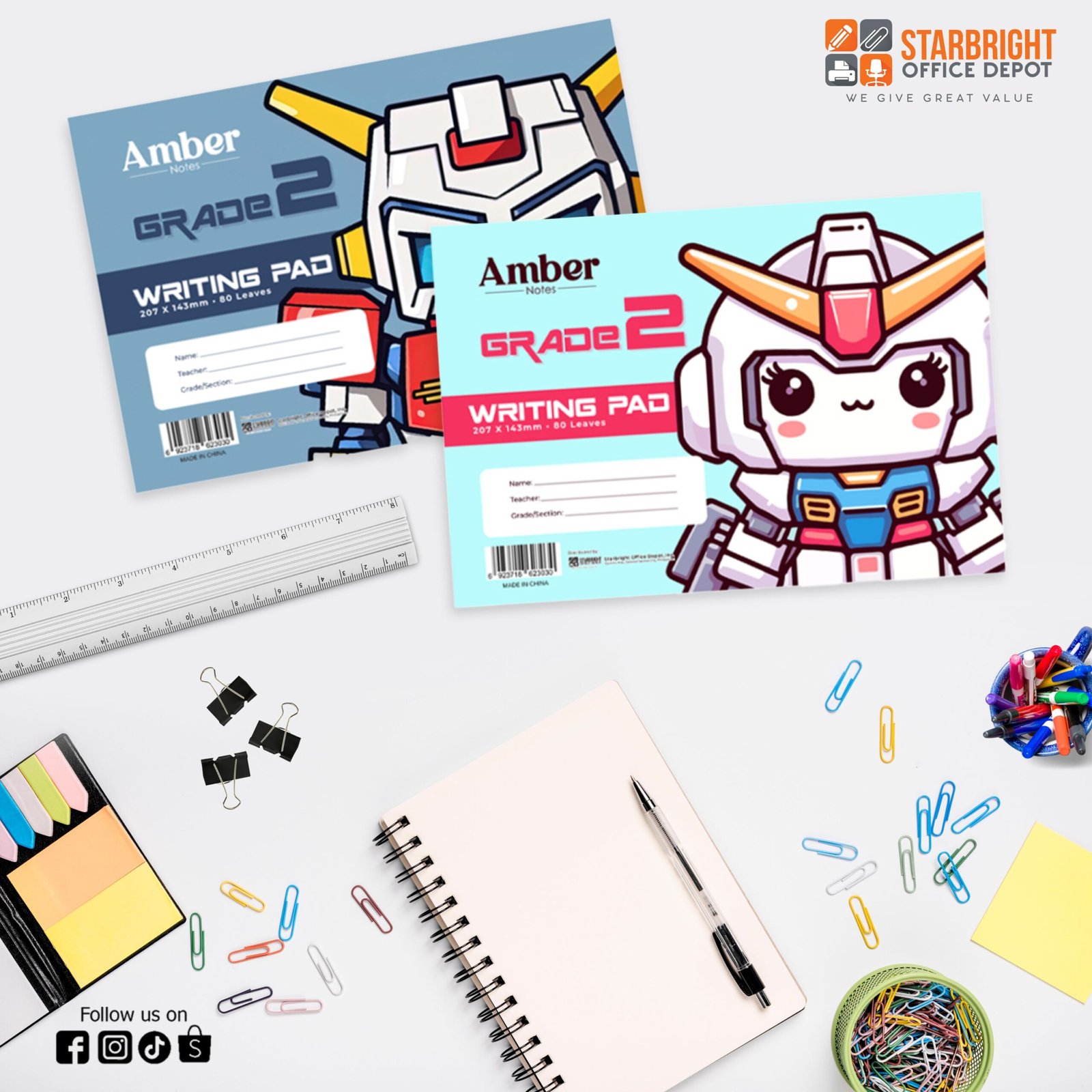 AMBER Writing Pad Grade 2 207mm x 143mm 80s